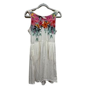 H&M White Floral Medium Cotton Dress Women’s Size Medium